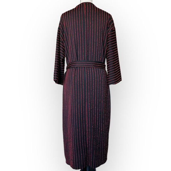 Zara Women’s Striped Jacquard Button Detail Midi Dress Red Black Size S - Picture 7 of 11